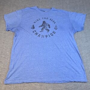 Crazy Dog T-Shirts Mens 3X Blue Bigfoot Hide and Seek Champion Graphic Tee